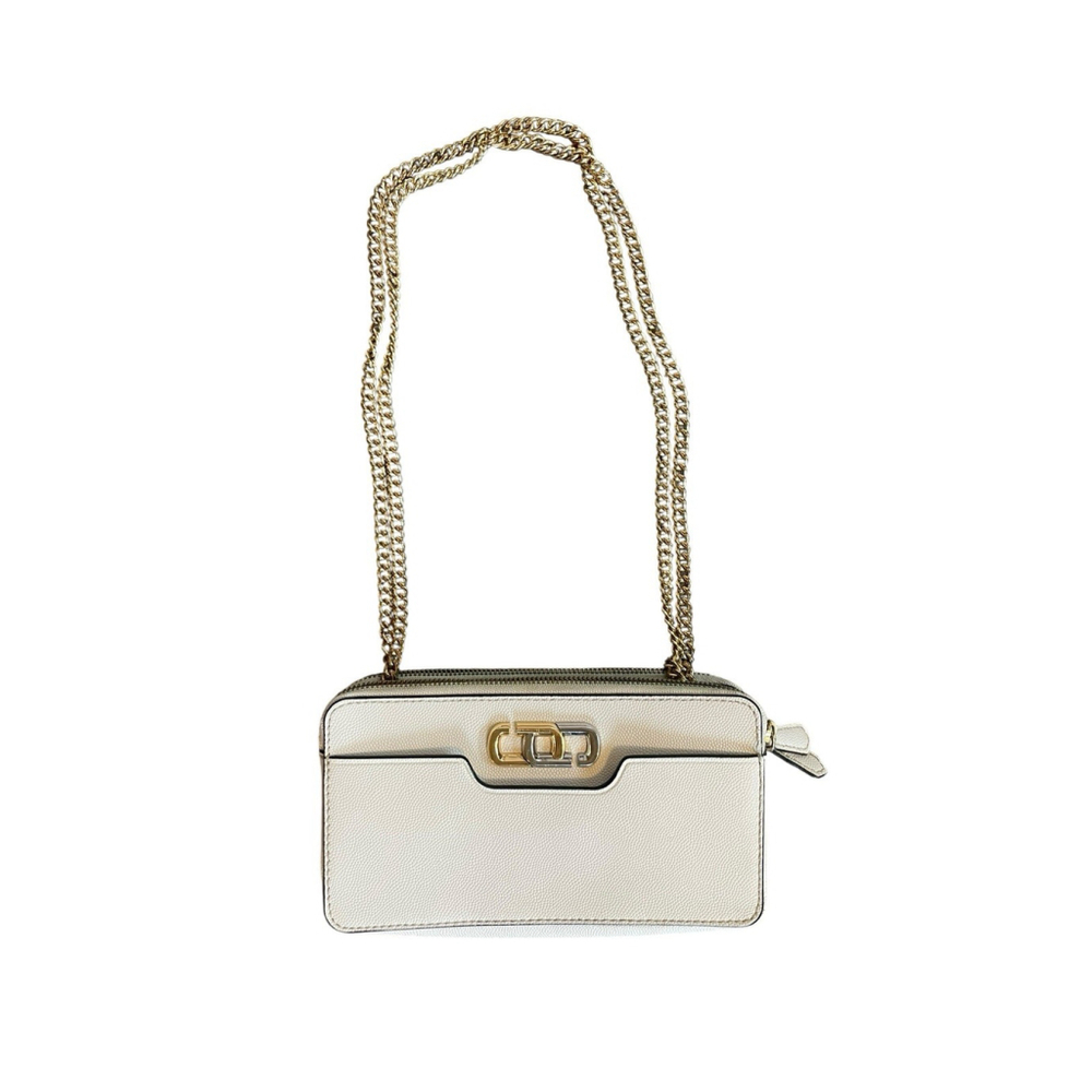 Marc Jacobs White Leather Crossbody Bag with Gold Chain